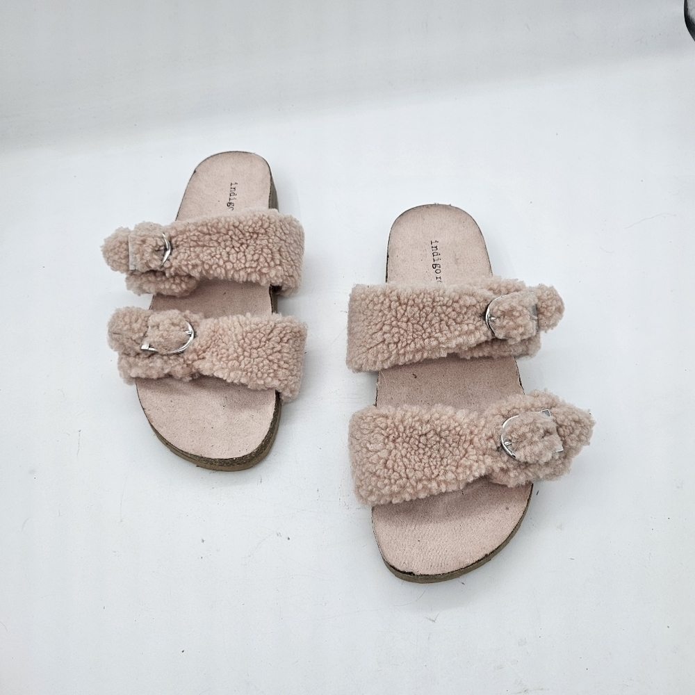 NWOB Indigo Rd Sally2 Womens Pink Faux Fur Slip On Slides Sandals Shoe Size 10 - Picture 9 of 10